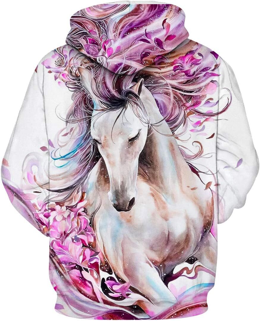 Hoodie for Mens Womens Unisex Horse Creative 3D Printed Hoodie Novelty Animal Print Hoodies Sweatshirt Graphic Fashionable and Warm