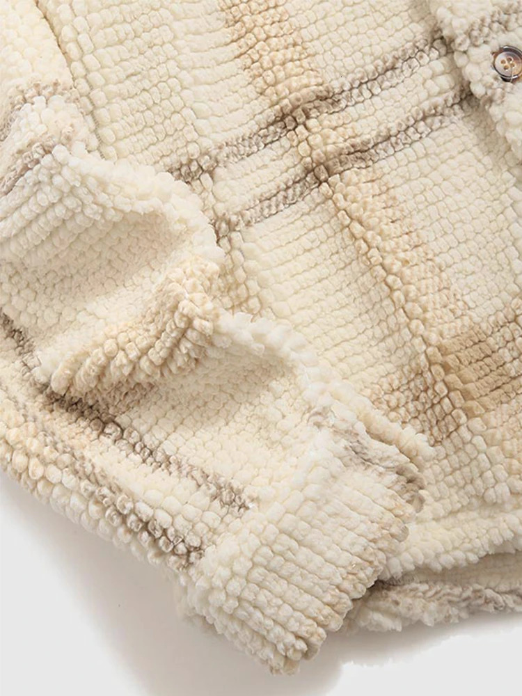 Mens retro plain collar jacket with long sleeved Sherpa jacket pocket warm mens shirt 241008