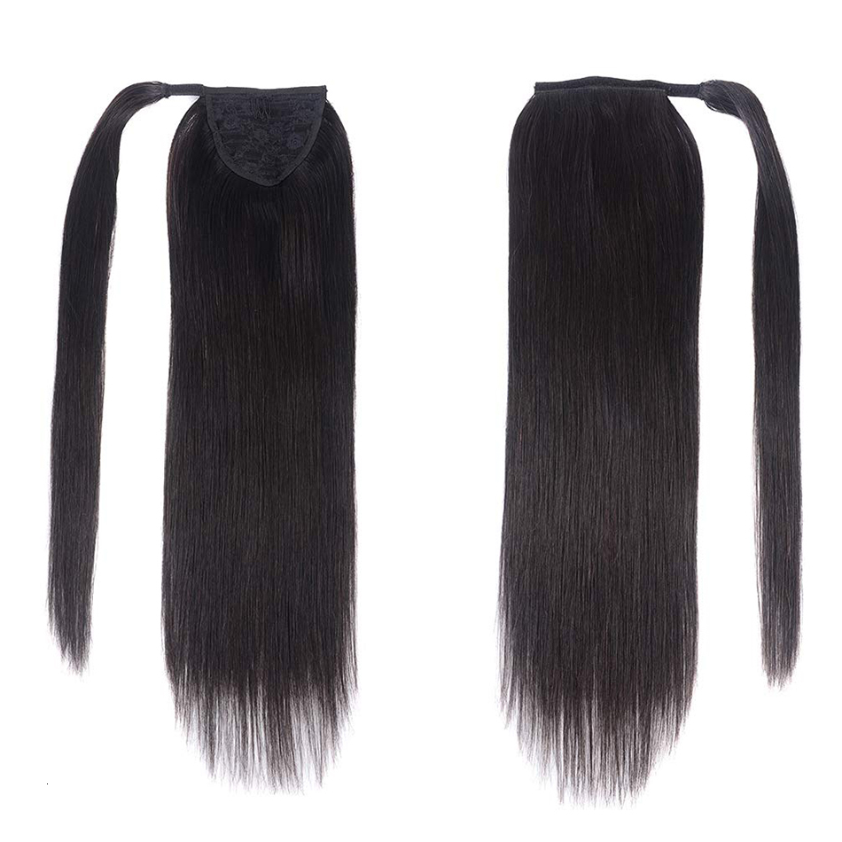 100G Clip In Extensions Ponytail Humans Hair Straight Wrap Around Drawstring Brazilian Hairpiece For Black Women
