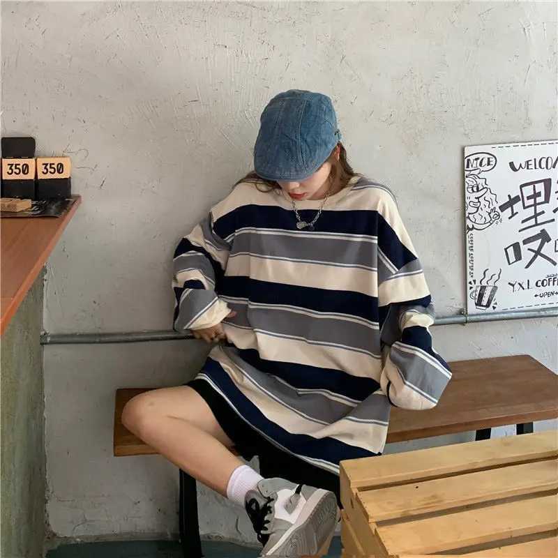 Striped Hoodies Women Korean Style Sweatshirt Fashion Long Sleeve Hoodie Autumn Tops Streetwear Harajuku Jumper Cotton PulloversX241016