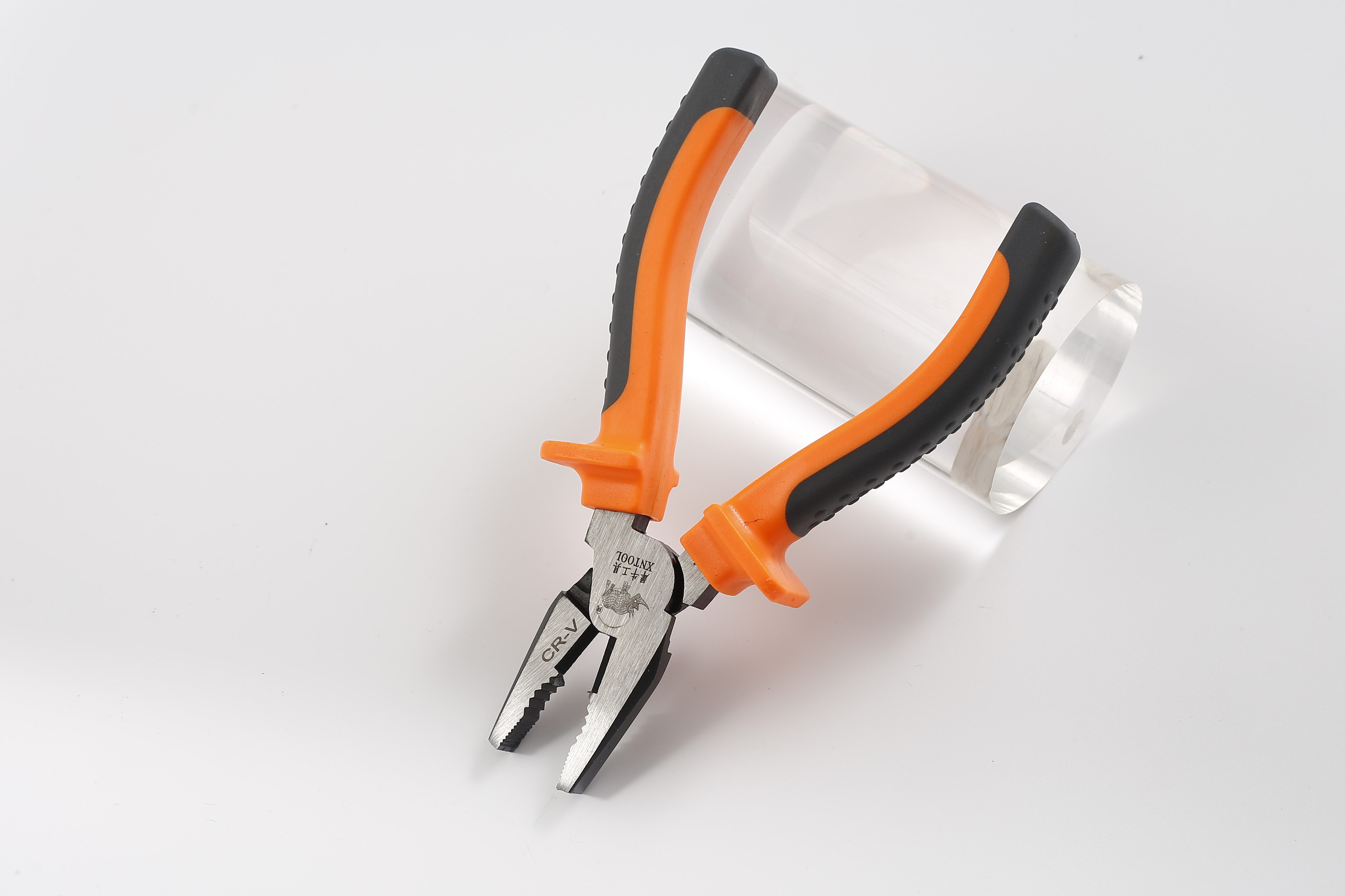 European eccentric labor-saving pliers with orange black electrical handle surface blackened and polished with precision
