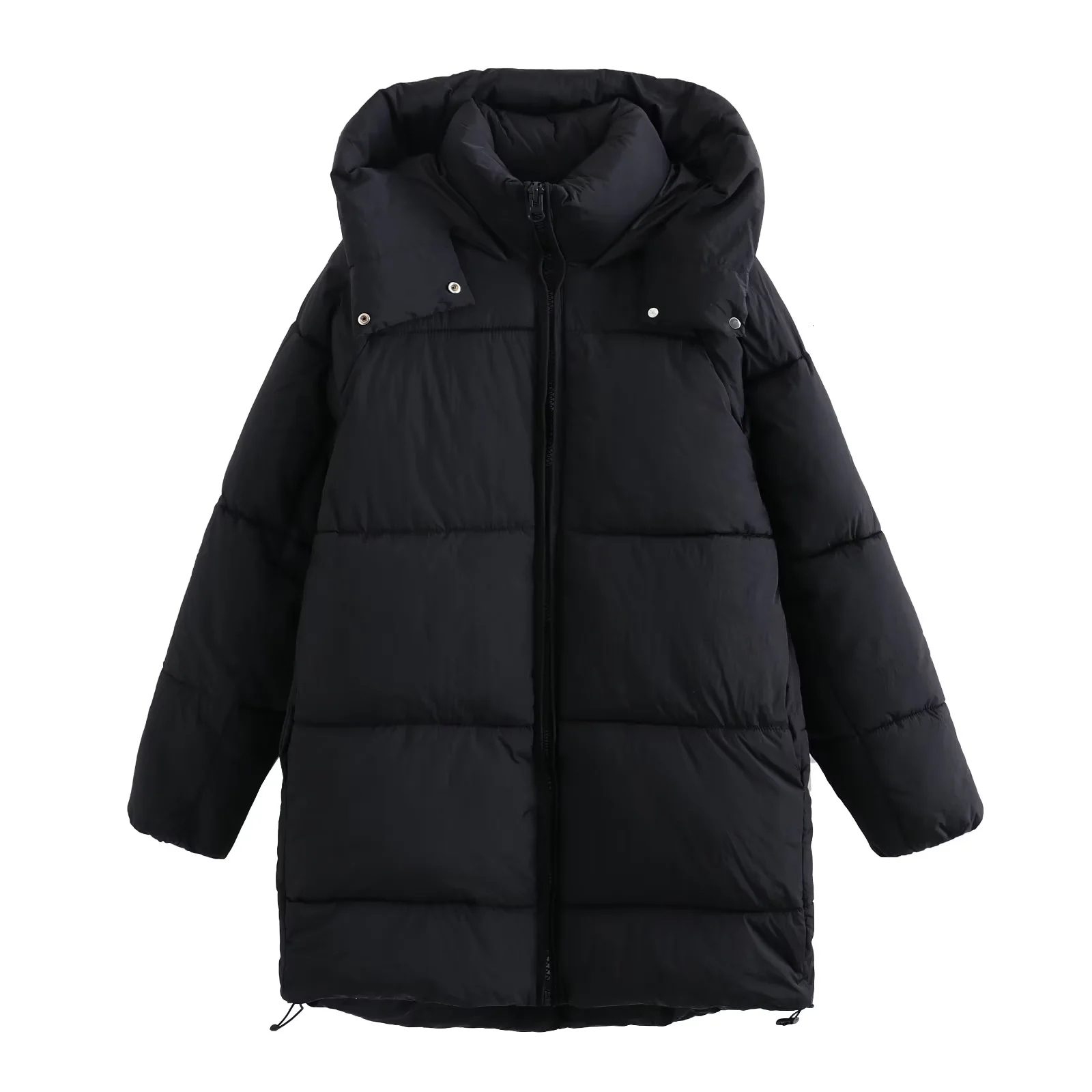 Women's Winter Warm Hoodies Overcoat Zaatrafparkas Thick Green Long Jacket Woman With Zipper Outwear Coat