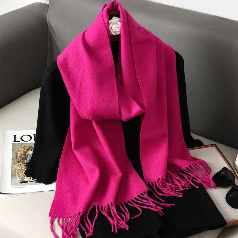 Fashionable solid color 2024 text scarf winter headscarf Tess Tassel long womens shawl cashmere like Pashmina headscarf scarf wrapped X241017