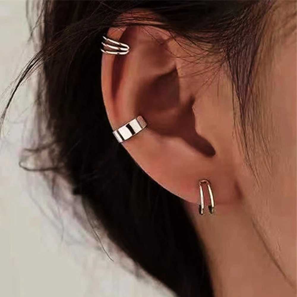 3 fashionable and simple cross clip earrings suitable for women cute gold silver punk ear clips no perforated jewelry W241017