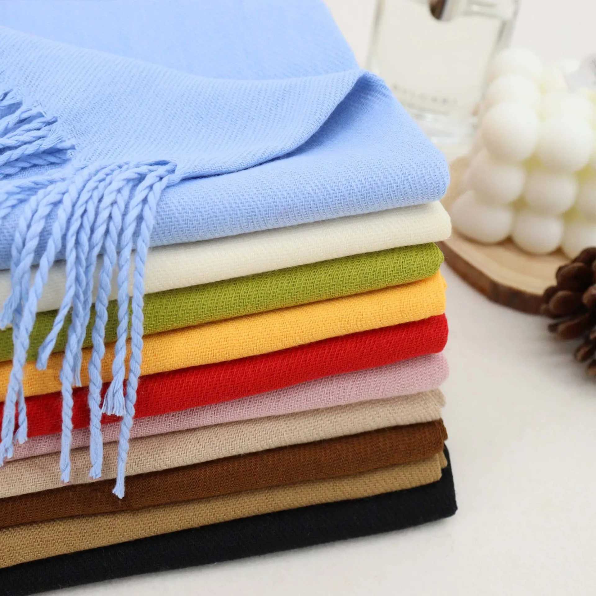 Winter cashmere scarf used for warm and cozy Pashmina sharks wrapped in solid Tassel for warm blankets Echape Bufanda headscarf X241017