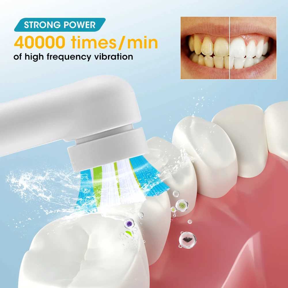 Rotating electric toothbrush for adults 360 rotation 40000/min cleaning USB charging toothbrush oral care 3 brush heads M241017
