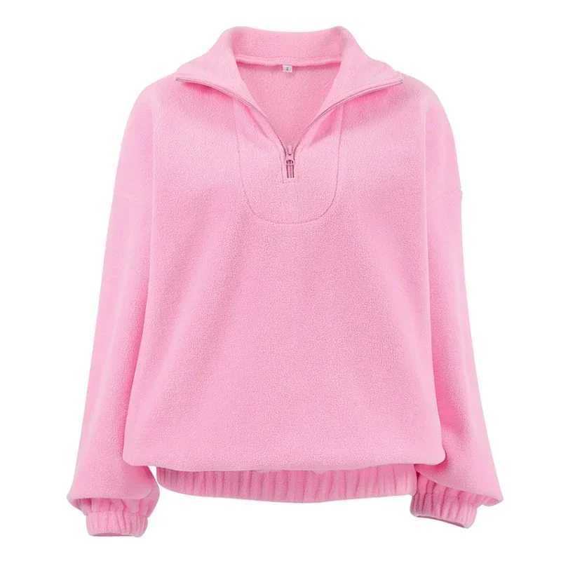 2024 Autumn and Winter New Style Fashion Lambskin Loose Lapel Pullover Hoodie Polar Fleece Blouse Sweatshirt Streetwear WomenX241016