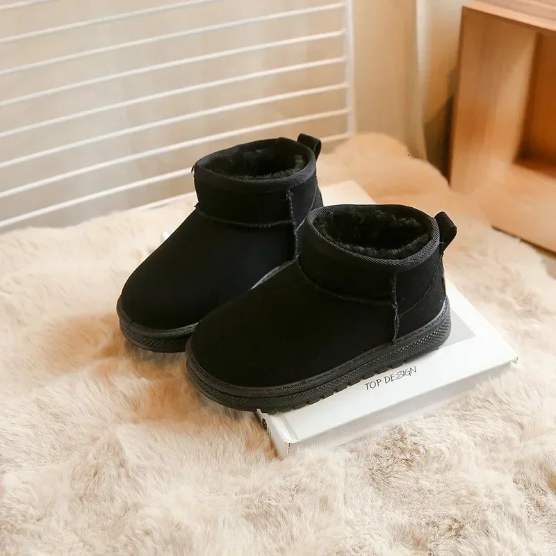 Neutral Kids Snow Boots Anti Slip Wear-resistant Boys Girls Warm Boots with Fur Children Short Boots Soft Thick Sole 241016