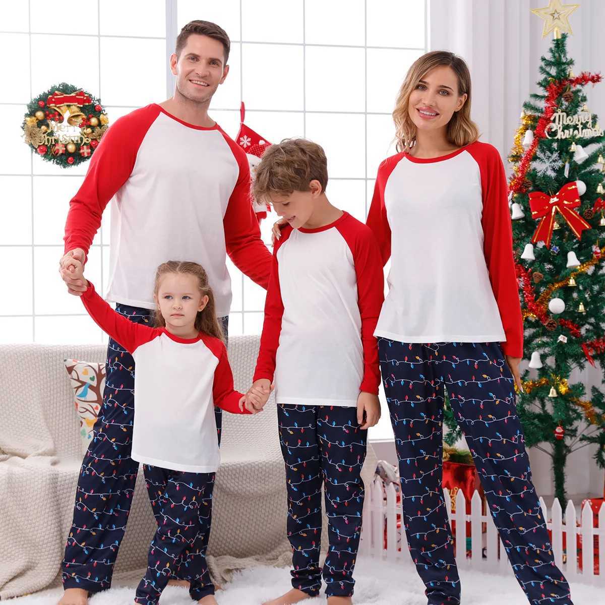 2024 New Years Clothing Christmas Family Matching Set Mom Dad Child Pajama Set DIY Blank 2-piece Clothing Set Christmas Appearance Pjs W241015