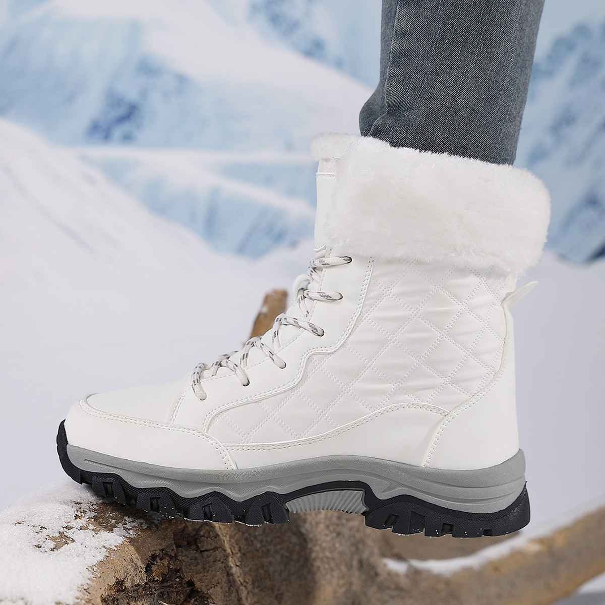 tourism sports Northeast plus size snow outdoor travel high top cotton shoes women's midsole boots winter