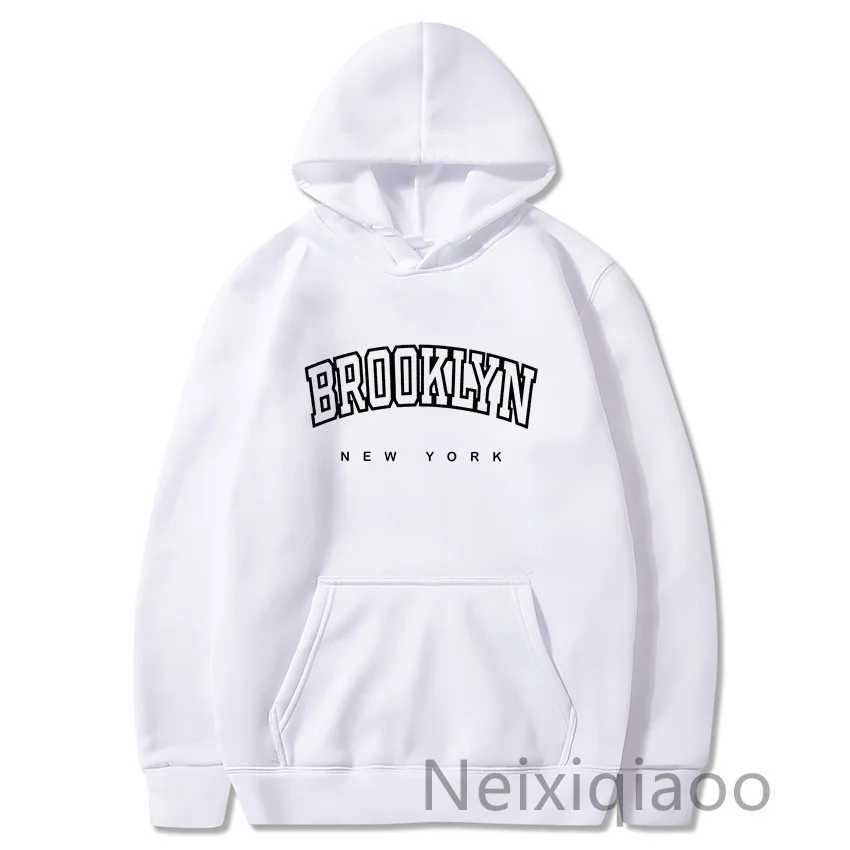 Women Brooklyn Letter USA Funny Black Hoodie Girl Autumn Winter Fleece Sweatshirts Female Harajuku Y2k ClothesX241016