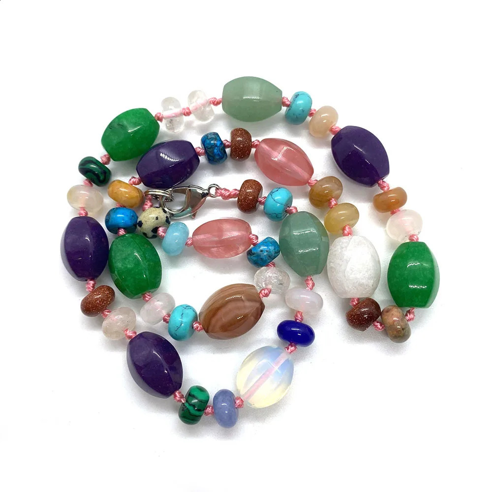 Exquisite natural stone oval agate bead necklace 10x14mm Abakas bead redstone green Aventurine womens jewelry accessories 241017