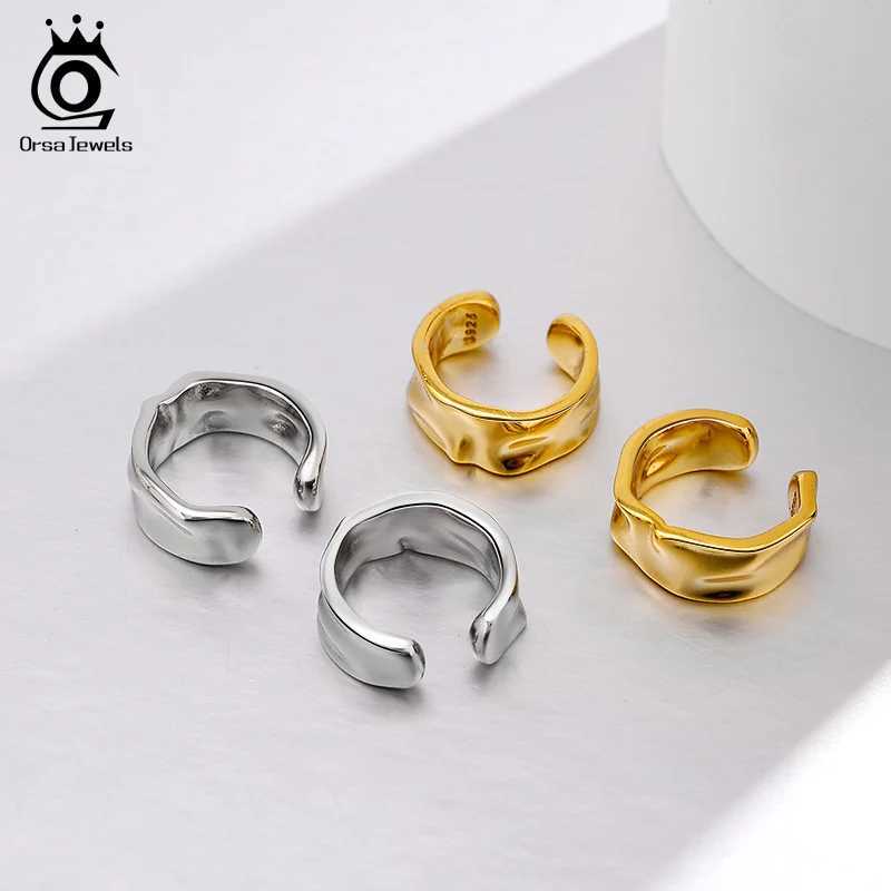 ORSA JEWELS 925 sterling silver anti allergy fashionable earrings cuffs suitable for womens party ear clips zircon earring accessories 1 piece CL01 W2