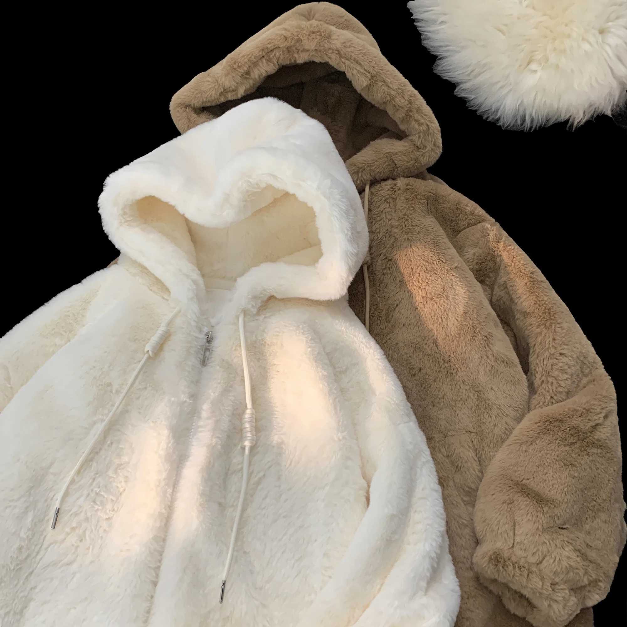Men Lamb Wool Cotton Coat 2023 Winter Girls Wear New Student Loose Fitting Japanese Hooded Plush Thickened Trendy ParkasXJ241017