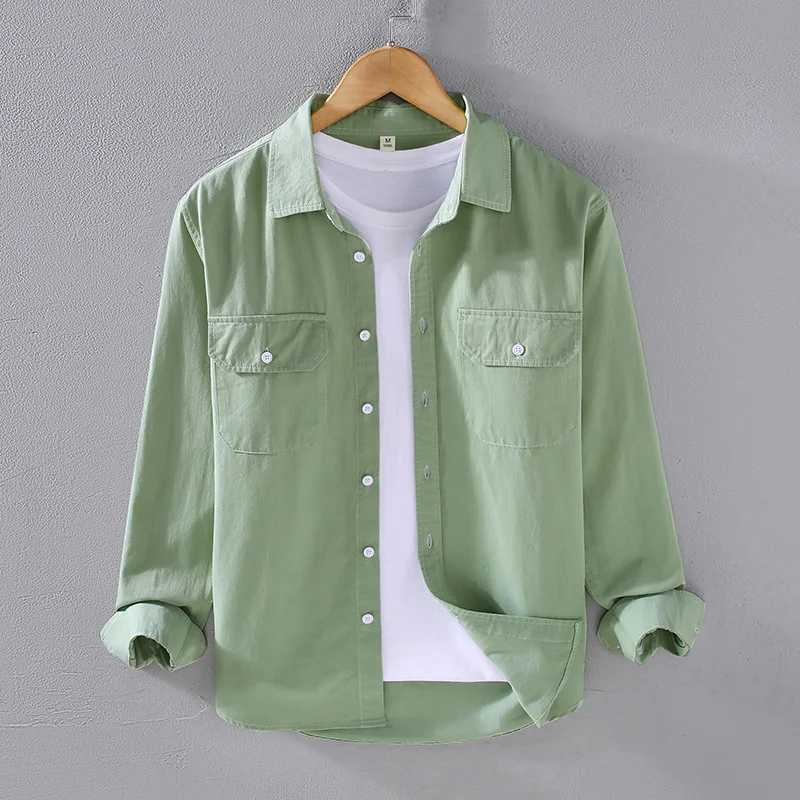American Style Cargo Shirt Men Spring Autumn Mens Long Sleeve Shirts Pockets Pure Cotton Causal Shirts Comfortable chemise homme LX241017