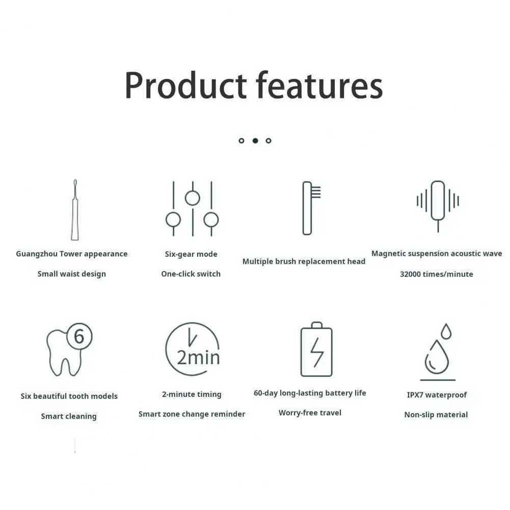 Whitening Electric Toothbrush Advanced Electric Toothbrush with 5-head Brush 6-speed Timer Suitable for Men M241017