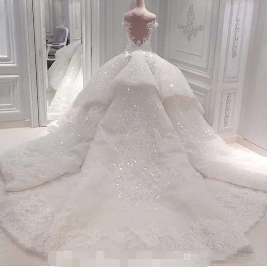 Noiva Ball De Vestido Wedding Dresses 2019 Off The Shoulder Cathedral Train Lace Appliques Bridal Gown For Church Custom Made