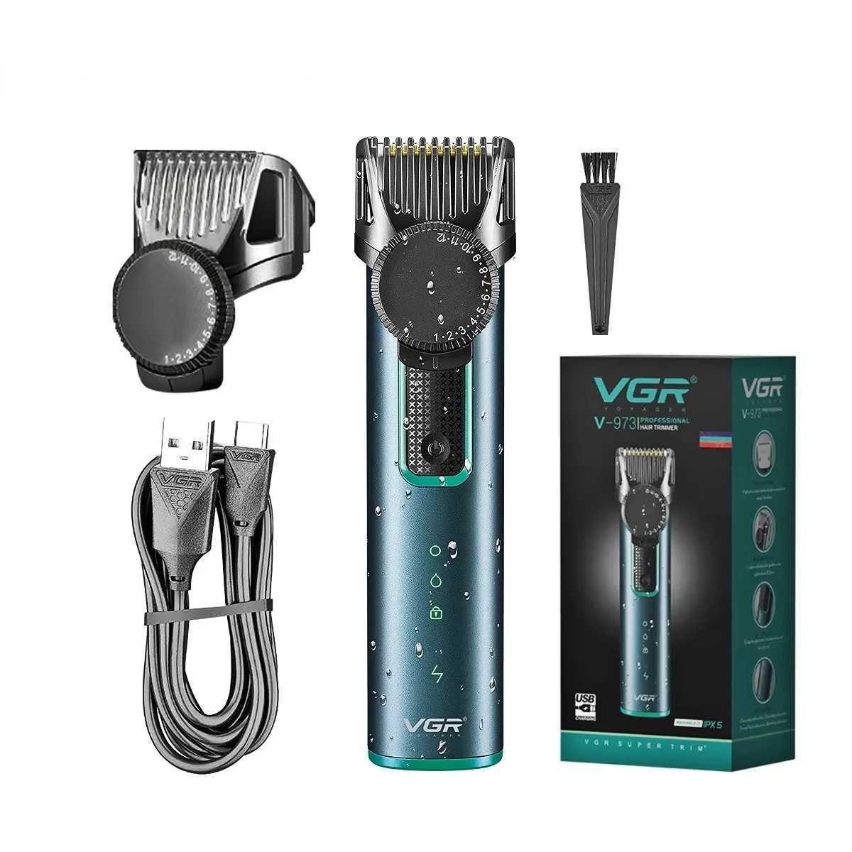 VGR rechargeable trimmer professional trimmer waterproof trimmer mens digital display trimmer V-973 W241017