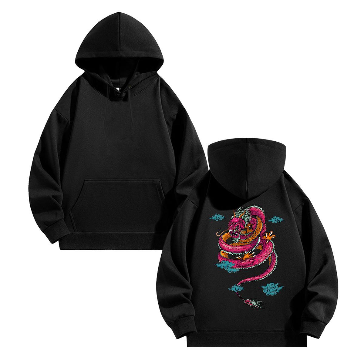 2024 Autumn Winter Hooded Sweatshirt DIY Logo Oversized Warm Men's Hooded Sweatshirt Pullover Hoodie Anime Printing Street Thick Fleece Long Slee
