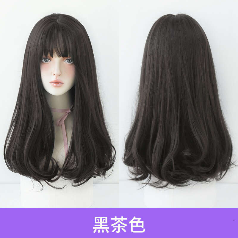 Fashionable Women's Color Long Hair Wool Curly Full Head Set Wig Cover