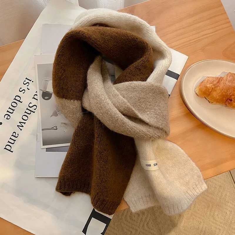 Korean style winter warm wool scarf for tattoo design striped elastic knitted scarf Fem Bandana thick collar shawl X241017