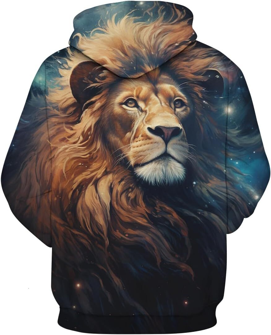 Hoodie for Mens Womens Novelty Star River Lion Pattern Hoodies 3D Printing Funny Animal Long Sleeve Hoodie Pullover Pocket Graphic Hoodies sweatshirt 