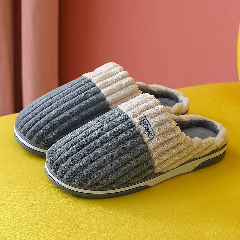 Large size 48 49 mens home slider womens winter warm slider couple woolen leather shoes new fashion casual soft sole plush sliderCL241017