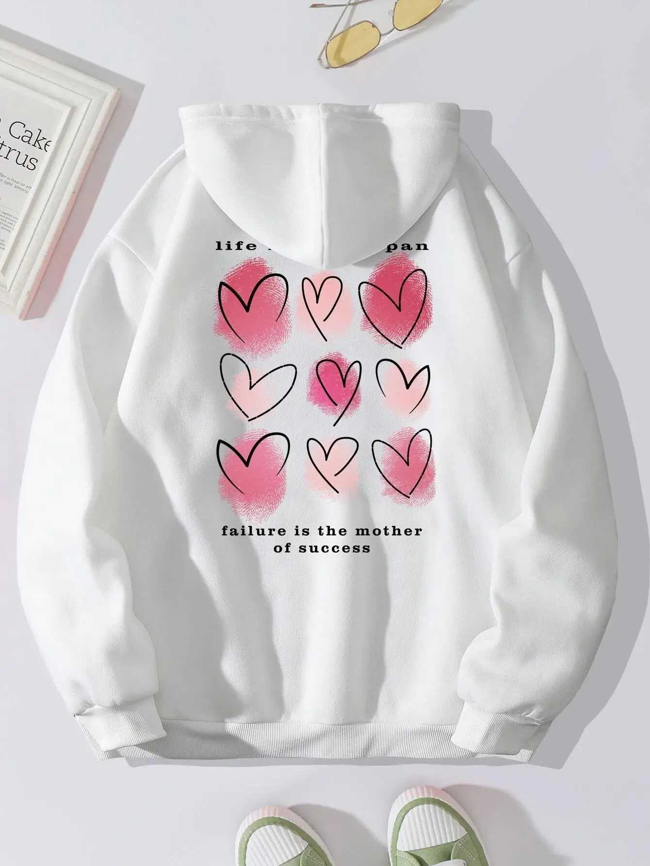 Hip Hop Street Casual Printing Hooded Women Fleece Warm Hoodies Fashion fur-liner Hoodie S-XXL Tops WomanX241016
