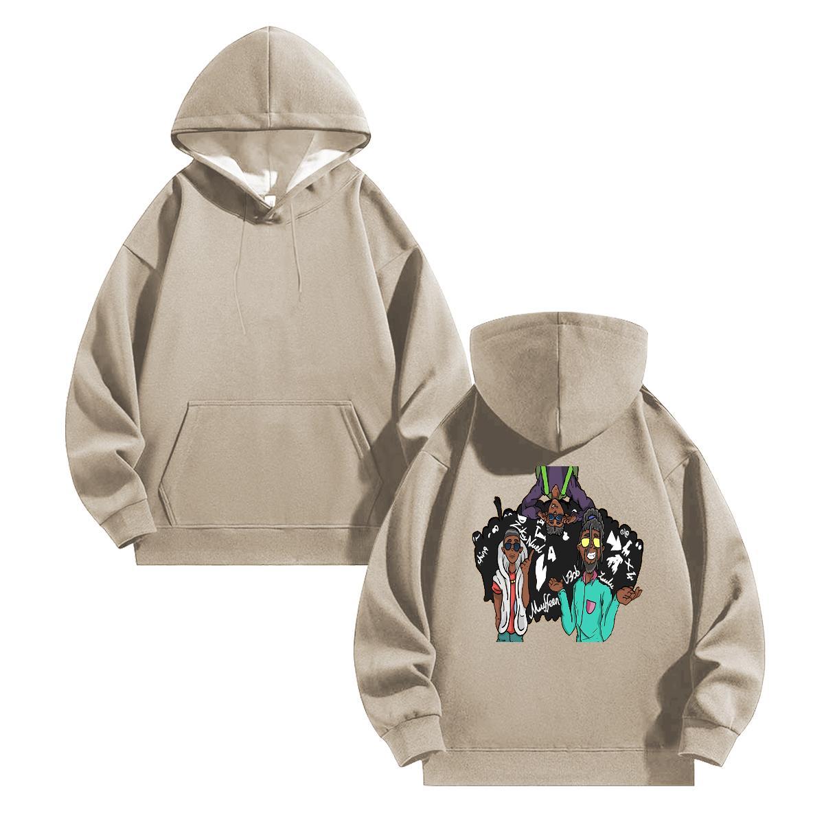 New Man Hoodie Anime Print Free Shipping Mens Hoodie Tops Hoody Casual Daily Wear Velvet Thick Hooded Collar Long Sleeves