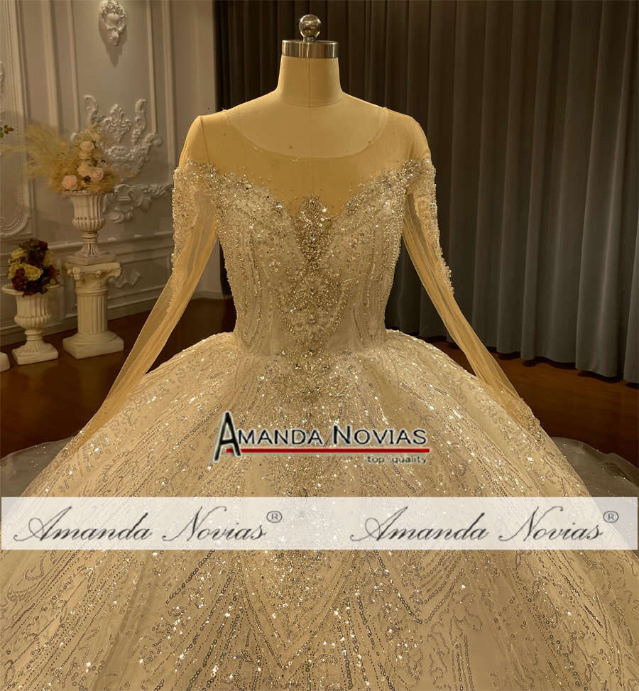 Long Sleeves Good Price Wedding Dress Real Photos