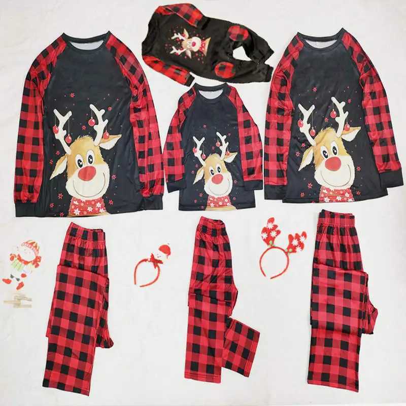 2021 Christmas Family Matching Pajama Set Deer Print Christmas Adult and Childrens Family Matching Clothing Family Pajamas W241015