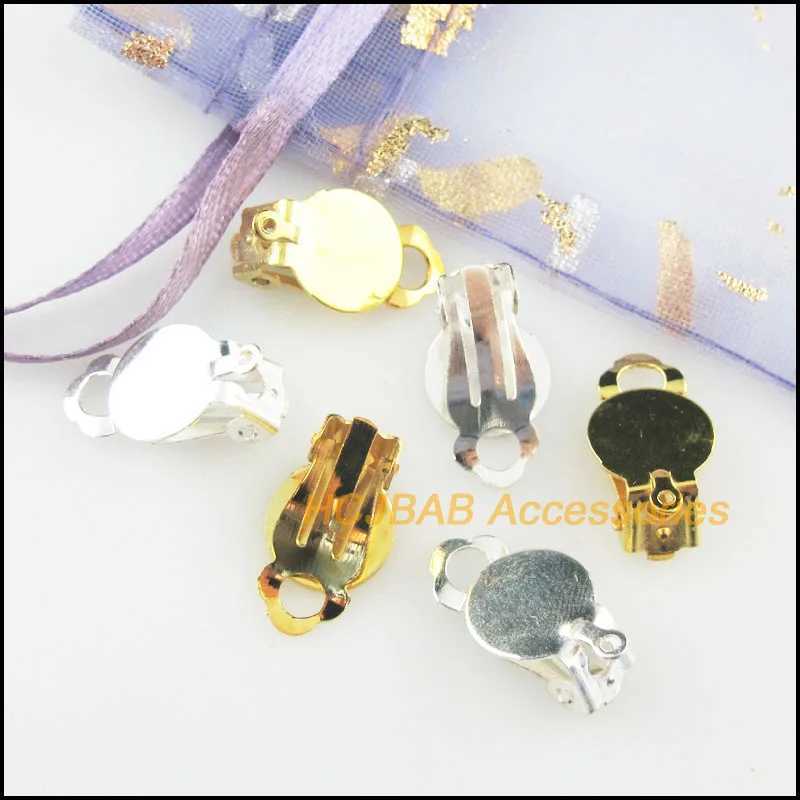 New 40 ear clip DIY jewelry making component 10x18mm with ring earring set base suitable for 10mm glass corner shape W241017
