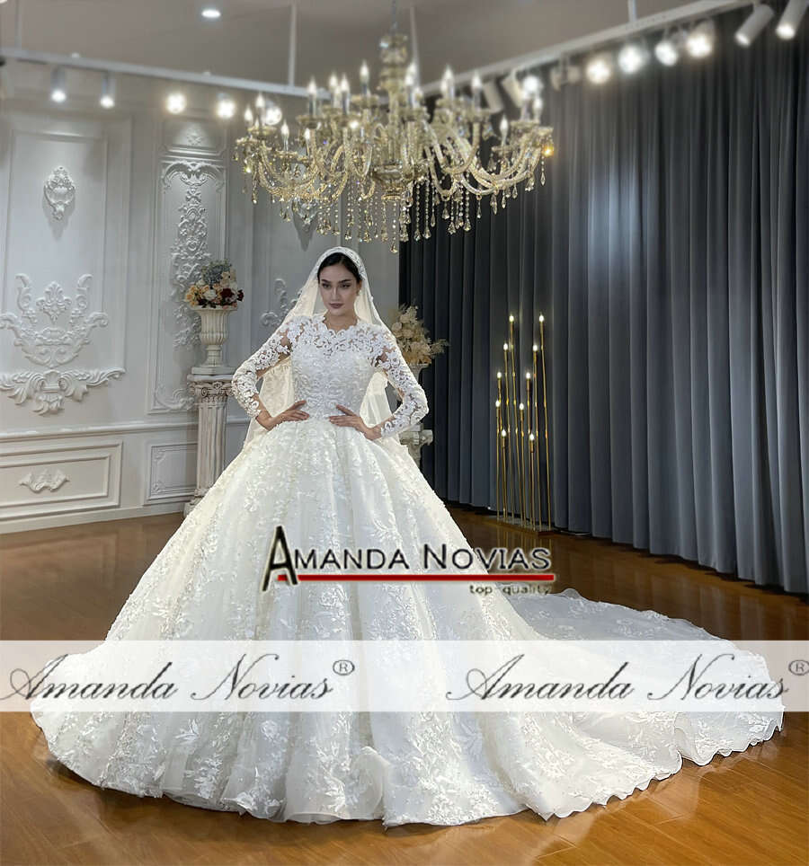 Off White Lace Wedding Dress Muslim 2024