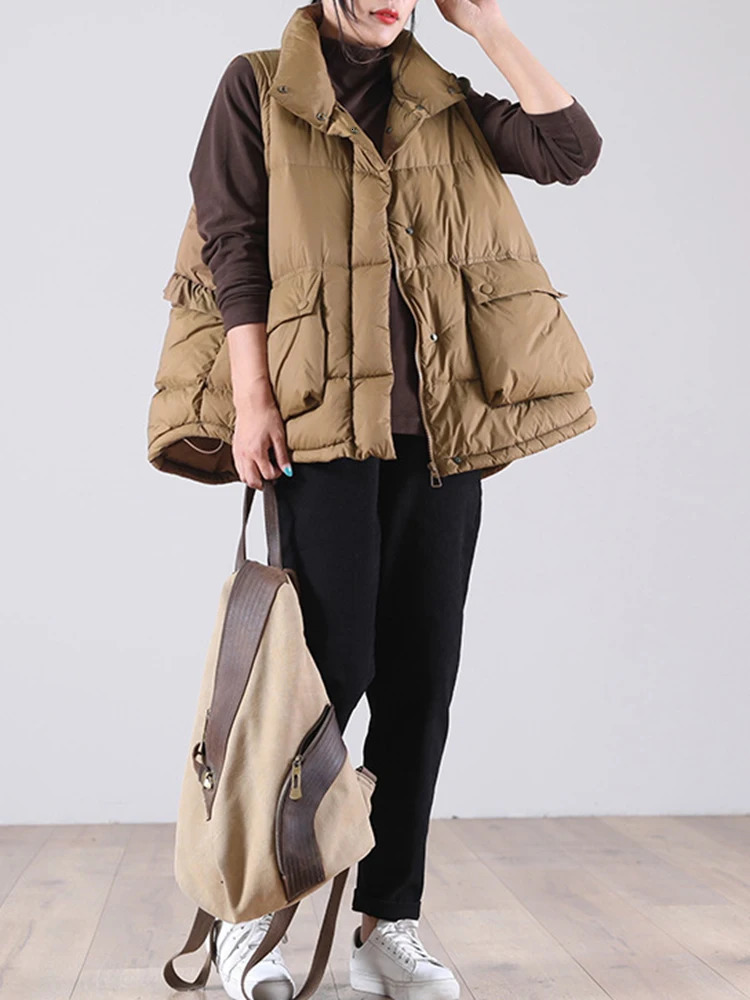 Winter Ultra Light Thin Duck Down Vest Feather Jacket Women Quilted Short Warm Basic Casual Oversize Waistcoat 241017