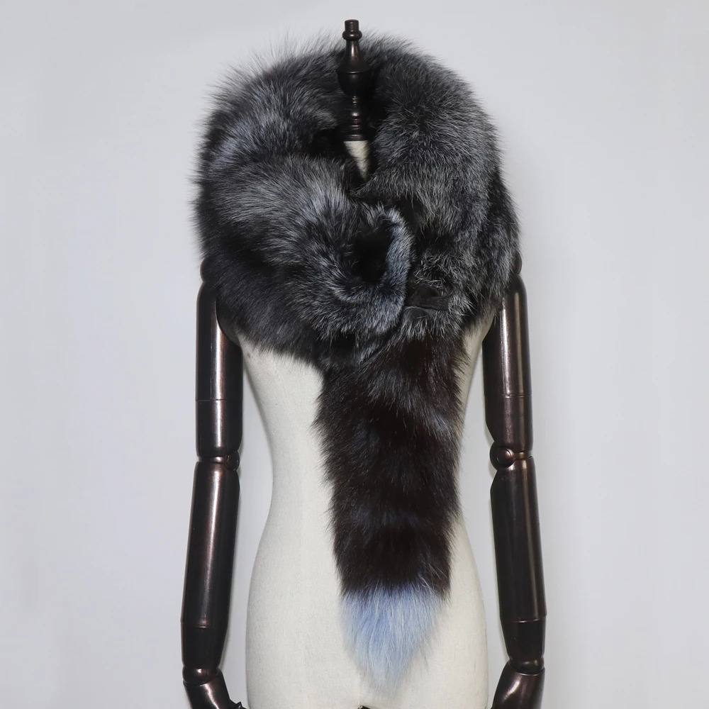 Party y Womens Real Winter Fox Fur Scarf Natural One Piece Collar Warm and Soft 241009