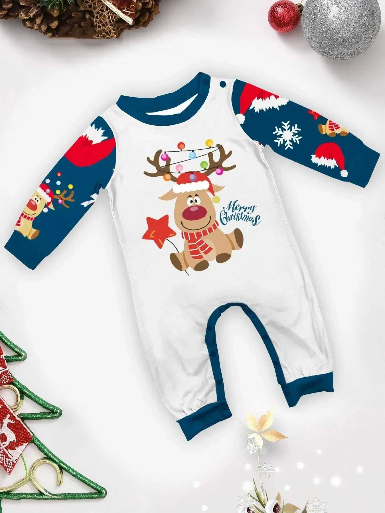New Years clothing 2024 mens and girls matching clothing family Christmas pajamas set cute deer print pajamas W241015