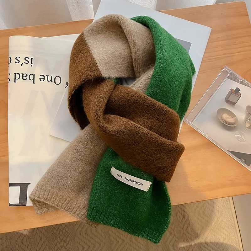 Korean style winter warm wool scarf for tattoo design striped elastic knitted scarf Fem Bandana thick collar shawl X241017