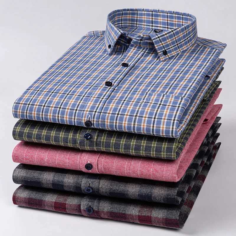 100% Cotton Mens Shirt Long Sleeve Flannel Classic Versatile Soft Breathable Casual Fashion Business Mens Social Shirt S-7XL LX241017