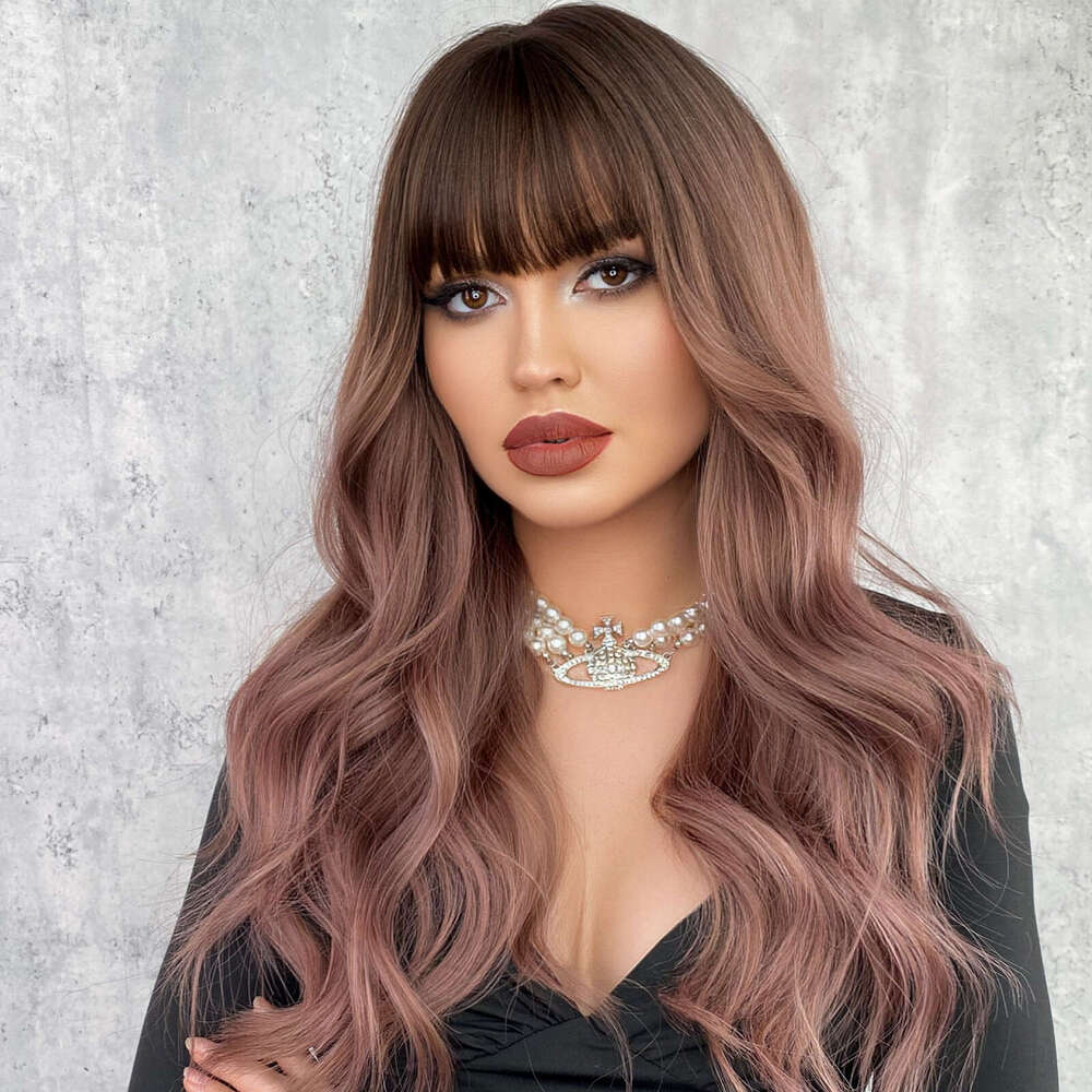 Wave Curled Wig, Fashionable, Straight Bangs, Hair, Fluffy, Natural, Large Waves, Sexy Long Curly Hair