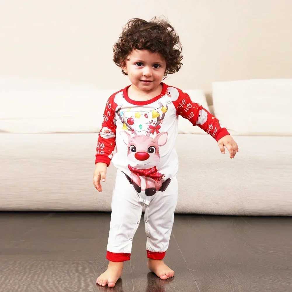 2024 Family Cartoon Deer Printed Pajama Set Warm Soft Pajama Baby jumpsuit Christmas Appearance Pjs W241015