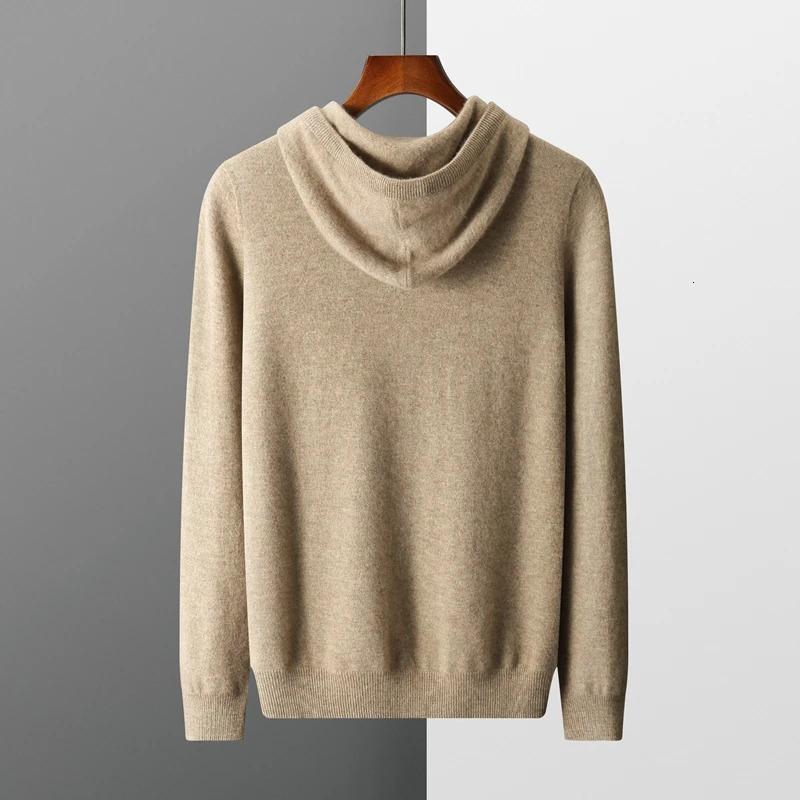 MVLYFLRT Mens All in One Hoodie 100% Merino Wool Knitted Sweater Autumn Casual Top Long Sleeve 241017