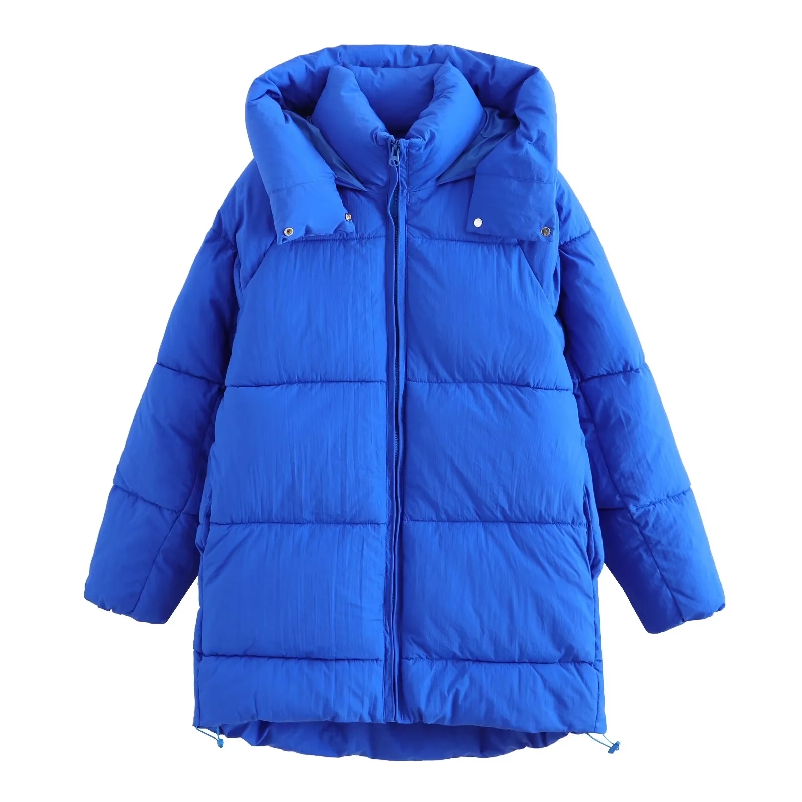Women's Winter Warm Hoodies Overcoat Zaatrafparkas Thick Green Long Jacket Woman With Zipper Outwear Coat