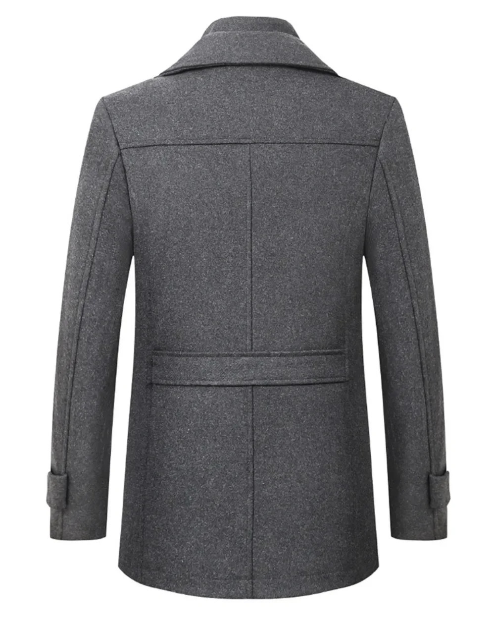 Mens Pea Coat AutumnWinter Collection Wool Double Collar Trench 241007