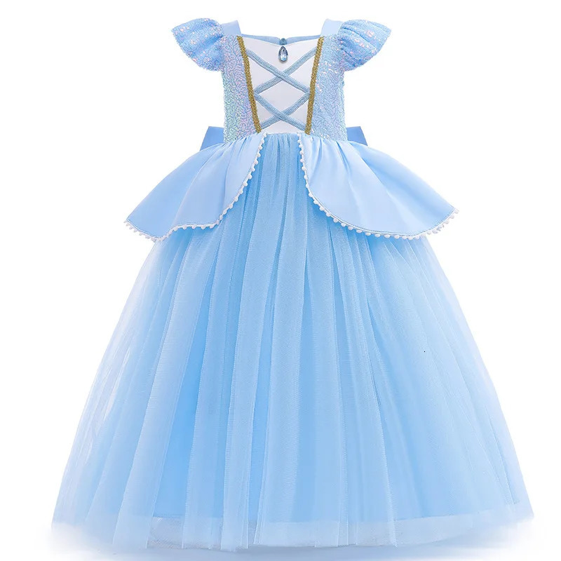 Cosplay Costume Kids Clothes for Girls Sequins Princess Dress with Crown Gloves Birthday Party Ball Gown 3-10 Years 240926