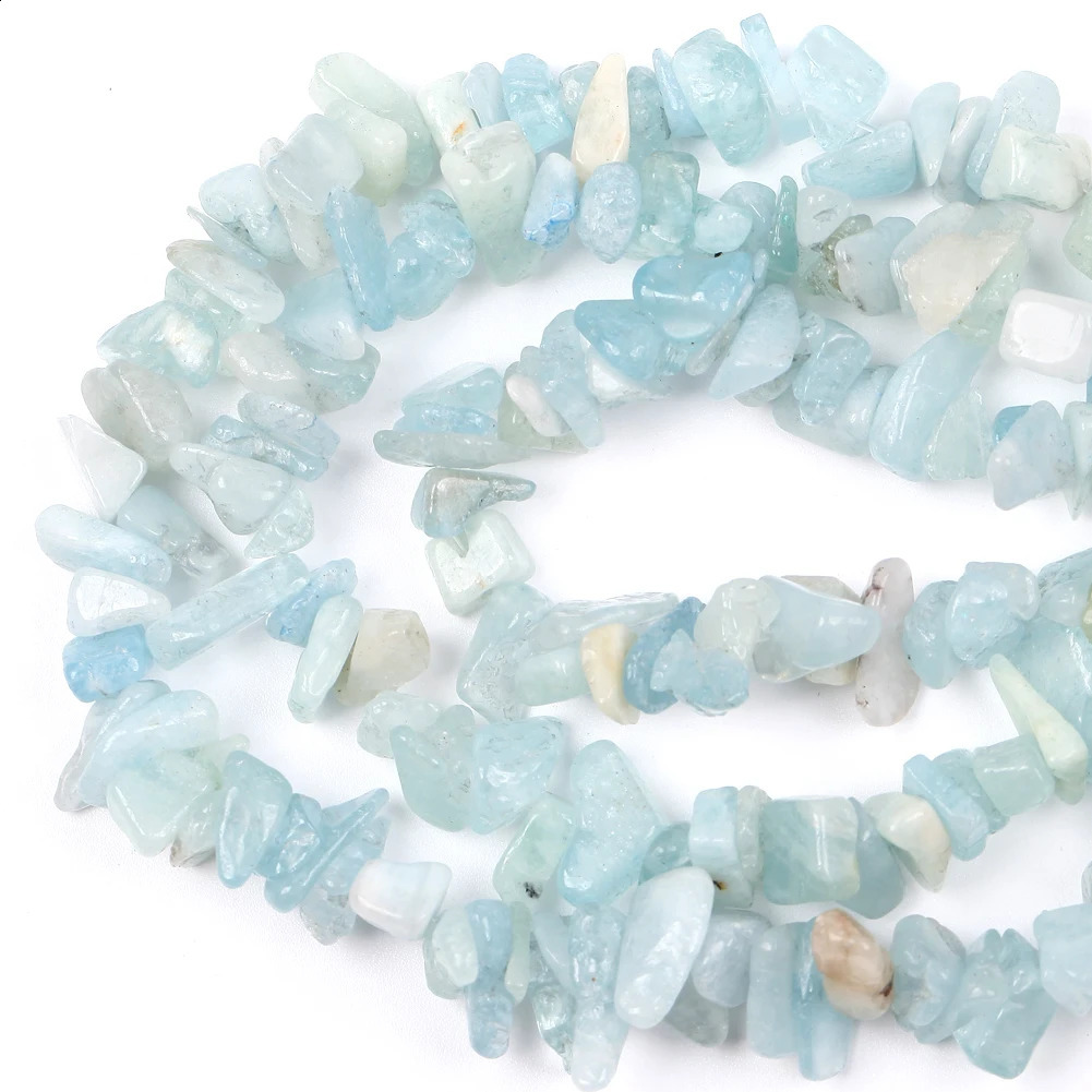Irregular natural 3-8mm gravel aquamarine gemstone beads loose chip beads used for jewelry making Diy necklace bracelet accessories 241017