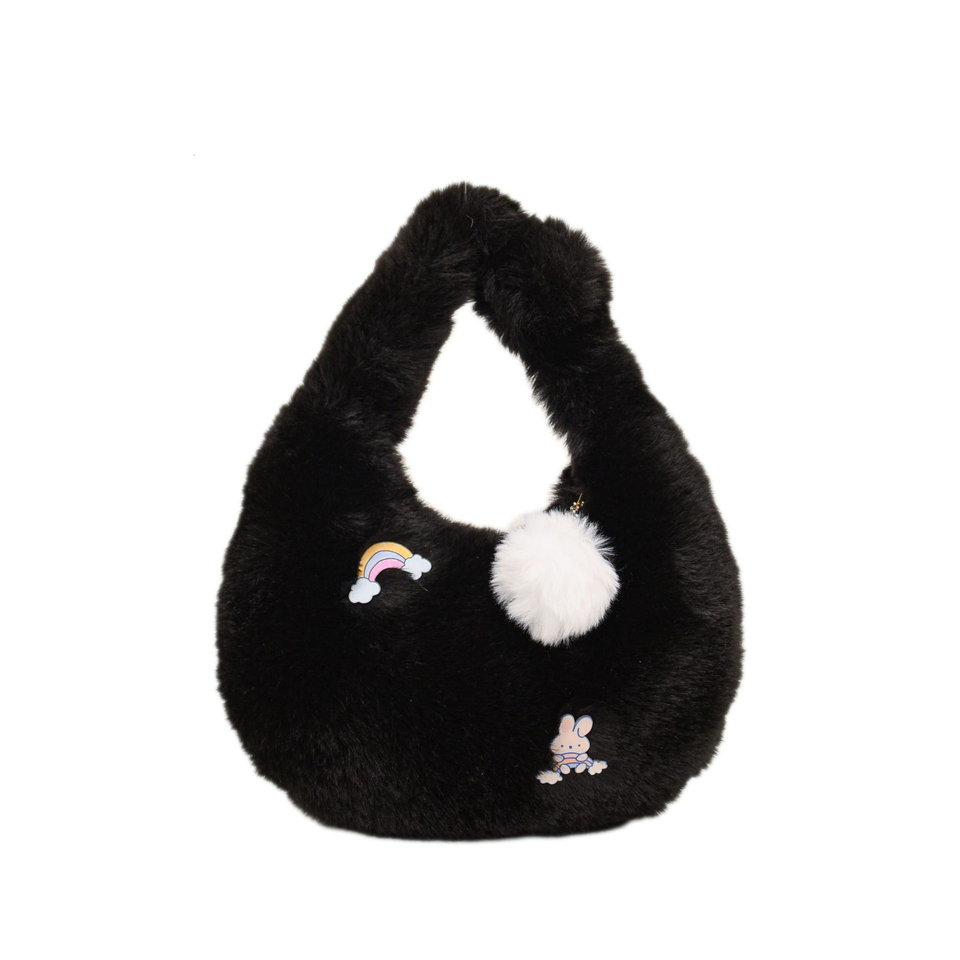 Mao high appearance cartoon cute handmade soft fluffy small bag, niche and sweet women's wool ball bag