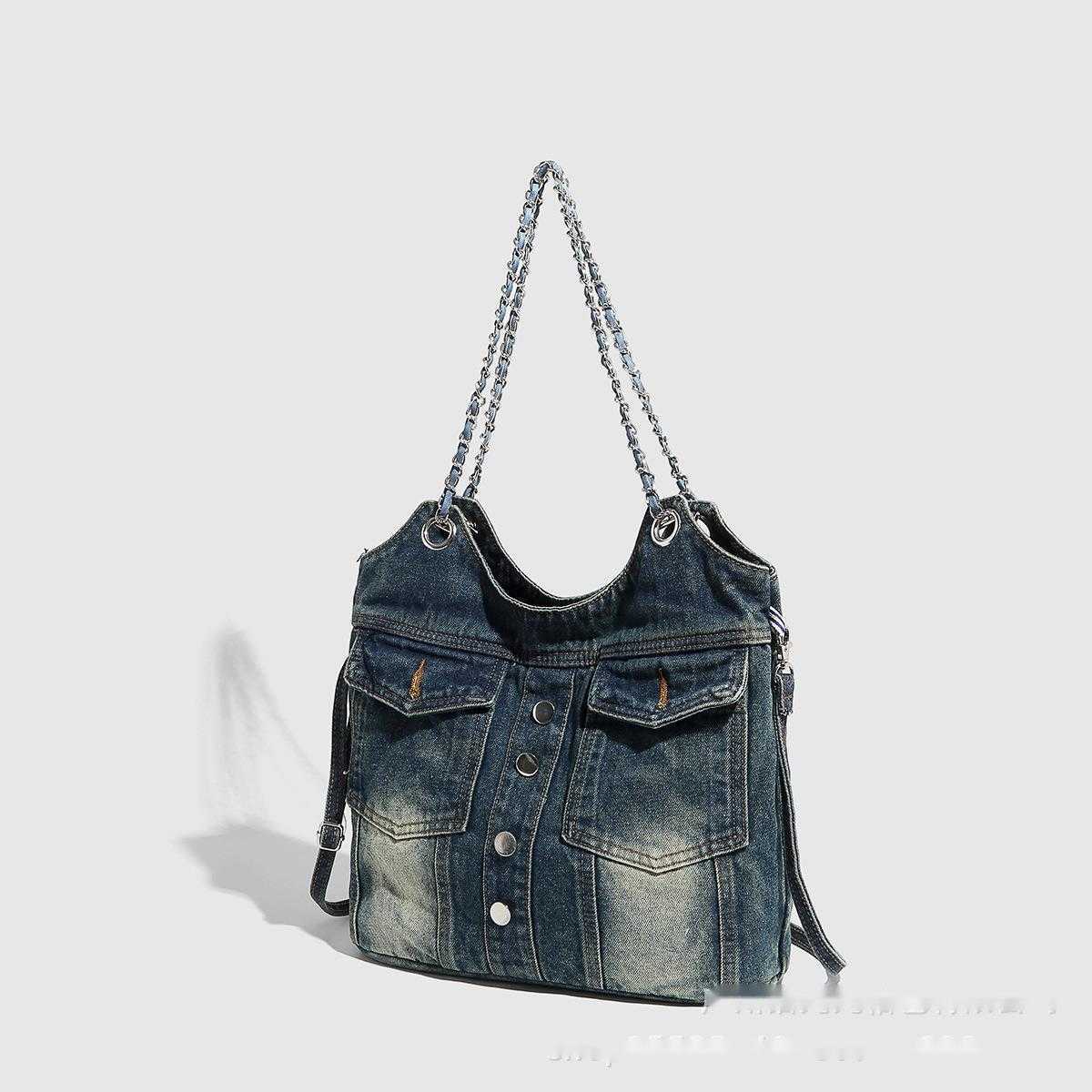 Cowboy bag with high-end texture, spicy girl's armpit shoulder bag y2k denim bag, bucket bag, women's large capacity fashionable 241015