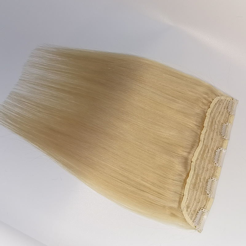 Brazilian Malaysian 100% Human Hair One-piece Clip In Hair Extensions Silky Straight Blonde 613# Color 60-100g/piece