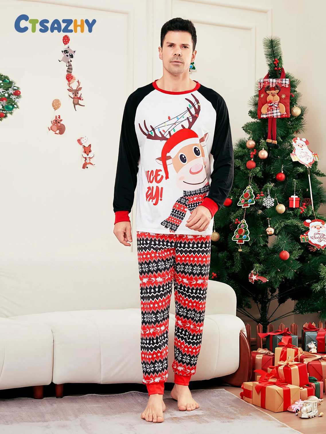 Christmas Family Matching Set Mom Dad Child 2-piece Pajama Set Baby Casual Loose Pajama Christmas Family Appearance Pajama W241015