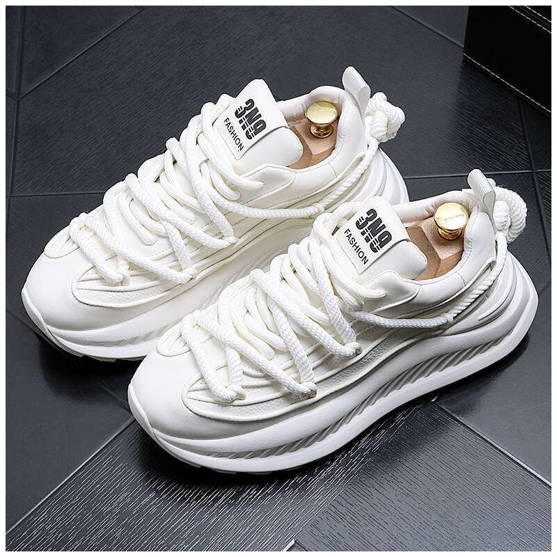 2024 New Fashion Solid Color Chunky Heel men Sneakers Casual Leather Platform Flat Sports Designer Shoes atillas Hombre